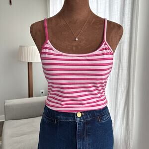 2000s Vintage Gap Pink White Striped Cami Tank Top Summer 2006 Size Medium